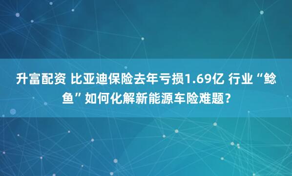 升富配资 比亚迪保险去年亏损1.69亿 行业“鲶鱼”如何化解新能源车险难题？