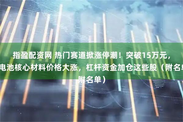指盈配资网 热门赛道掀涨停潮！突破15万元，锂电池核心材料价格大涨，杠杆资金加仓这些股（附名单）