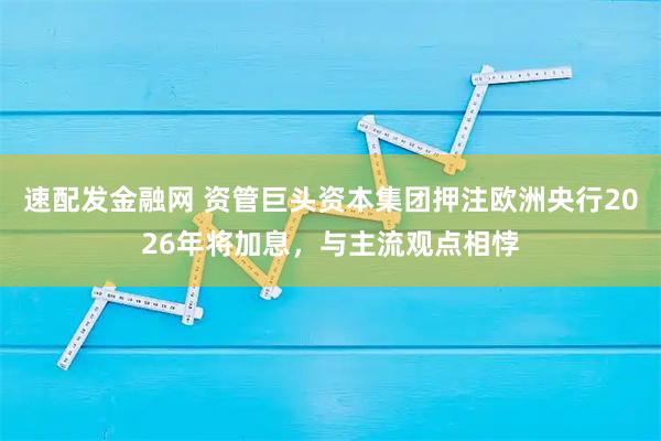 速配发金融网 资管巨头资本集团押注欧洲央行2026年将加息，与主流观点相悖
